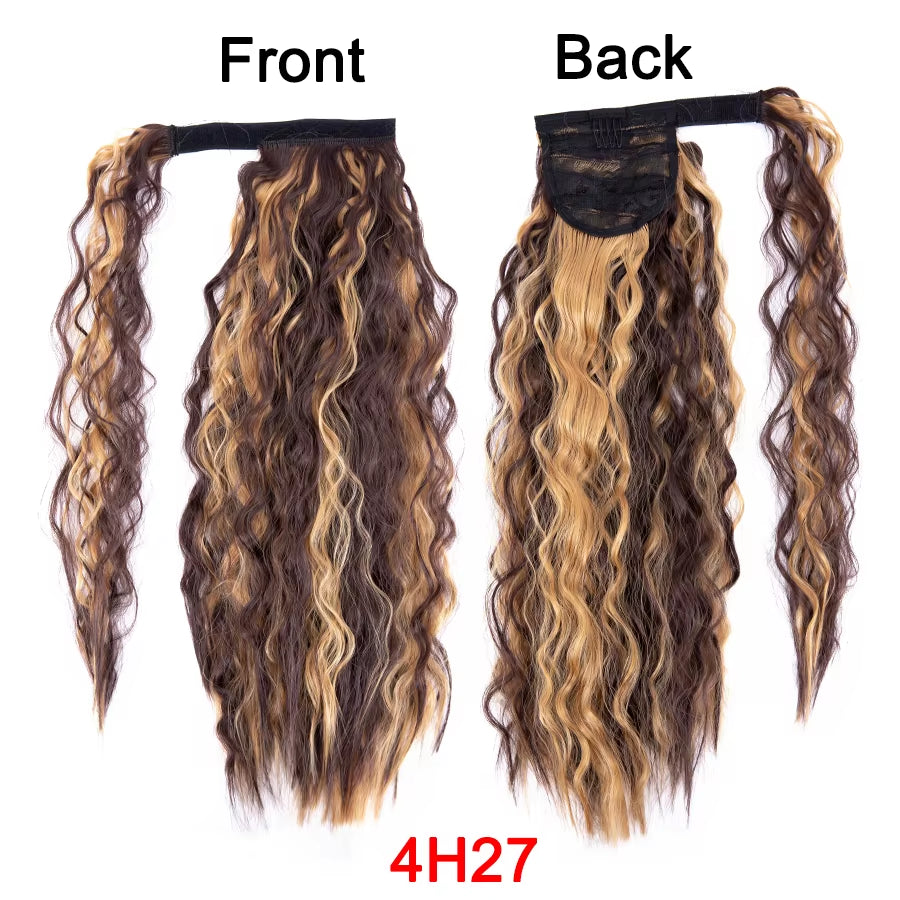 Get the Perfect Look with Our 22-Inch Ombre Blonde & Brown Wavy Ponytail Clip-In Extensions! 💁‍♀️✨ #HairGoals #PonytailPerfection