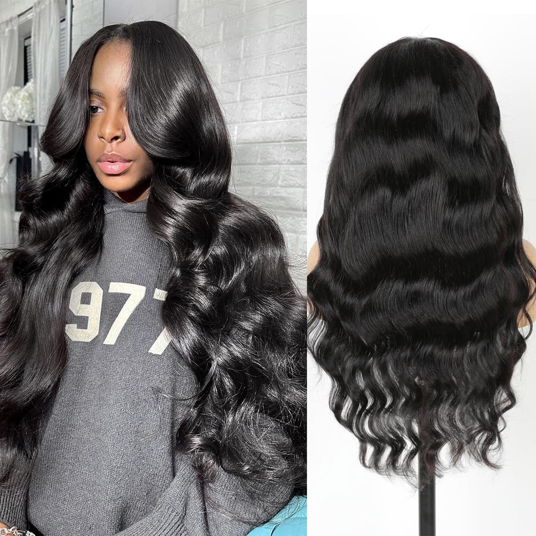 Luxurious 28 Inch Body Wave Lace Front Wig - Real HD Lace, Pre-Plucked, Glueless, 180% Density for Effortless Elegance