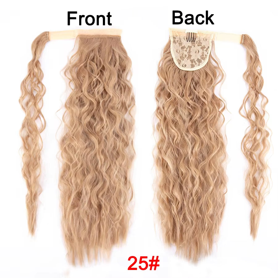 Get the Perfect Look with Our 22-Inch Ombre Blonde & Brown Wavy Ponytail Clip-In Extensions! 💁‍♀️✨ #HairGoals #PonytailPerfection