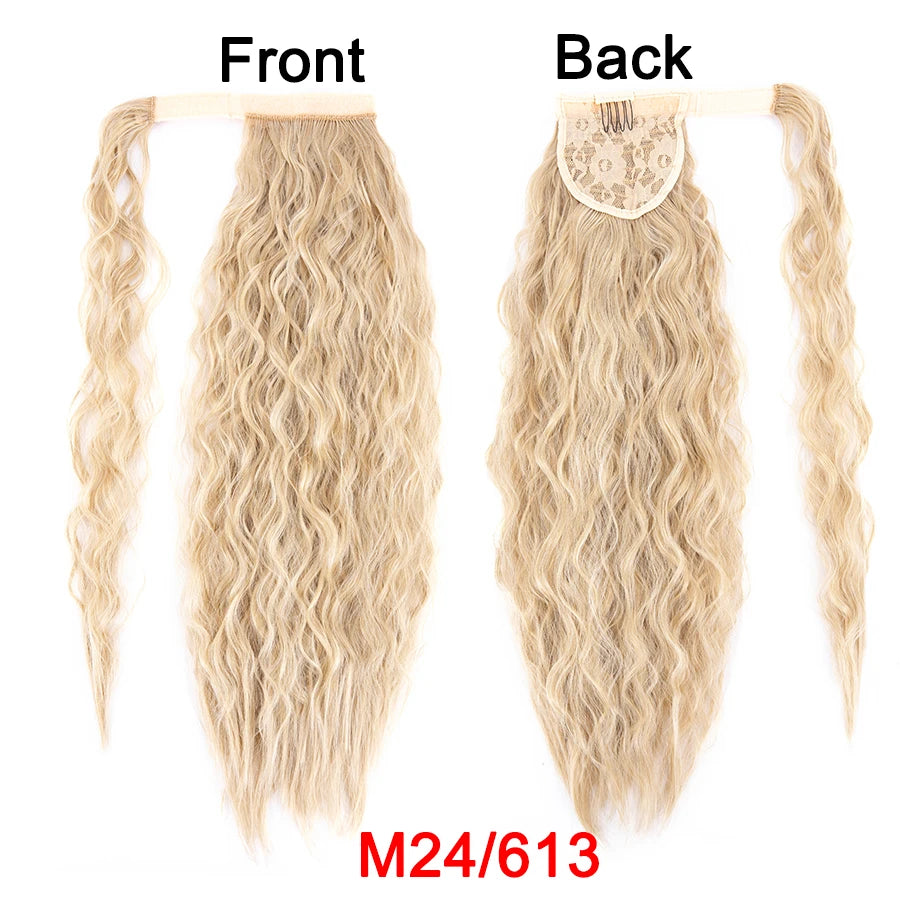 Get the Perfect Look with Our 22-Inch Ombre Blonde & Brown Wavy Ponytail Clip-In Extensions! 🌟✨ #HairGoals #PonytailPerfection