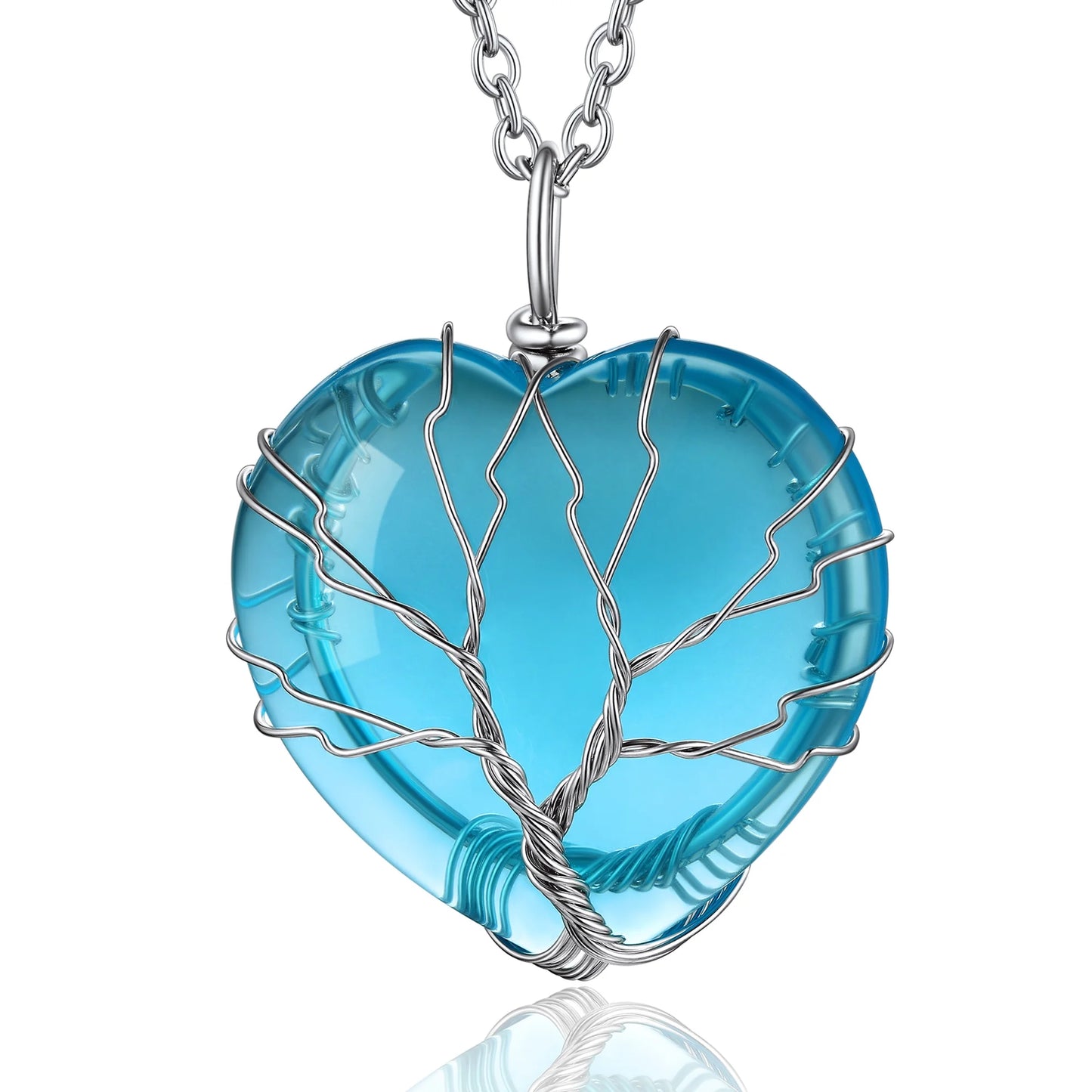 Elegant Tree of Life Heart Crystal Necklace - Moonstone March Birthstone Pendant Jewelry Gift for Mothers and Wives