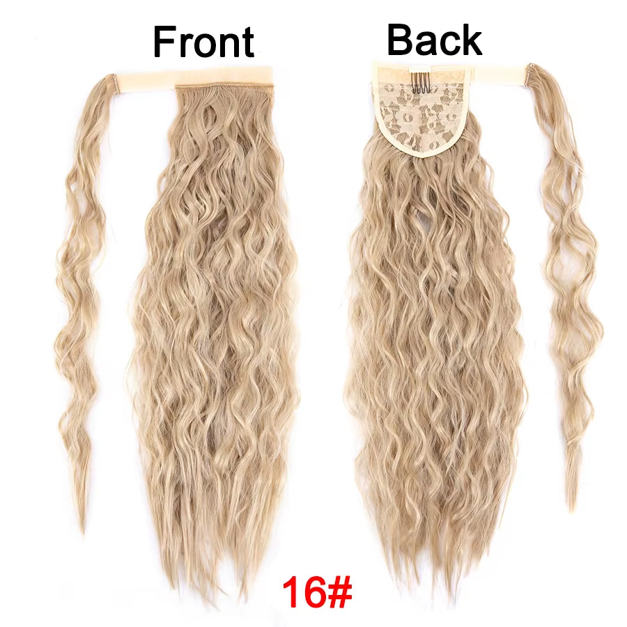 Get the Perfect Look with Our 22-Inch Ombre Blonde & Brown Wavy Ponytail Clip-In Extensions! 💁‍♀️✨ #HairGoals #PonytailPerfection