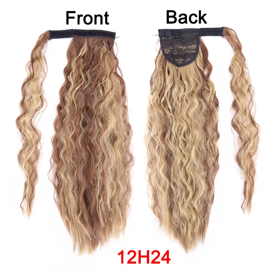 Get the Perfect Look with Our 22-Inch Ombre Blonde & Brown Wavy Ponytail Clip-In Extensions! 🌟✨ #HairGoals #PonytailPerfection