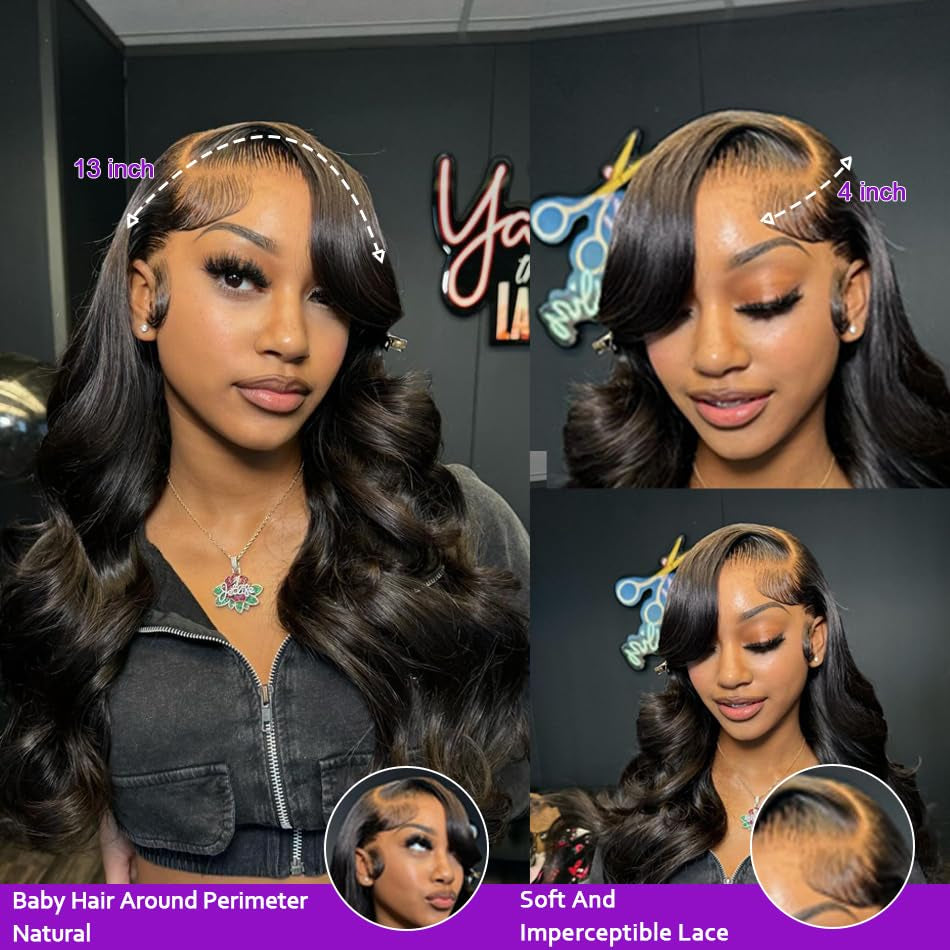 Luxurious 28 Inch Body Wave Lace Front Wig - Real HD Lace, Pre-Plucked, Glueless, 180% Density for Effortless Elegance