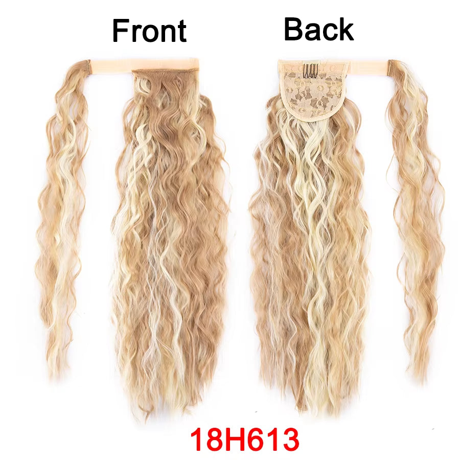 Get the Perfect Look with Our 22-Inch Ombre Blonde & Brown Wavy Ponytail Clip-In Extensions! 💁‍♀️✨ #HairGoals #PonytailPerfection