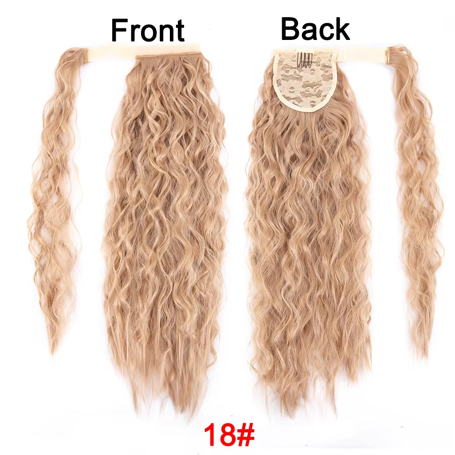Get the Perfect Look with Our 22-Inch Ombre Blonde & Brown Wavy Ponytail Clip-In Extensions! 🌟✨ #HairGoals #PonytailPerfection