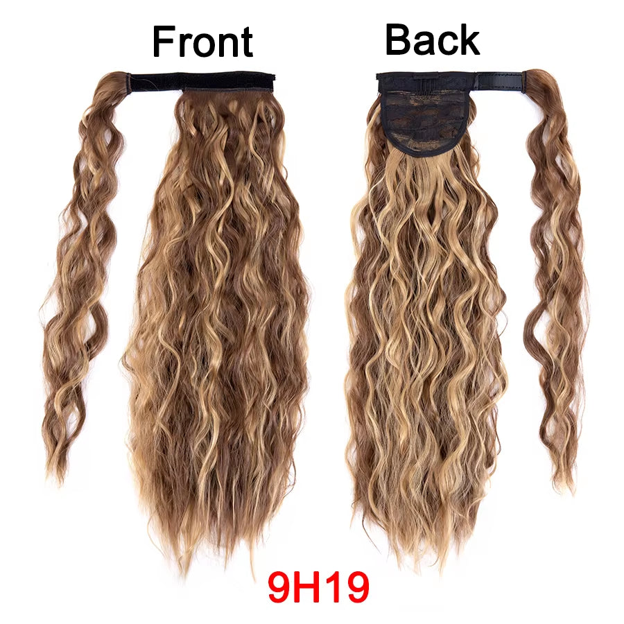 Get the Perfect Look with Our 22-Inch Ombre Blonde & Brown Wavy Ponytail Clip-In Extensions! 🌟✨ #HairGoals #PonytailPerfection