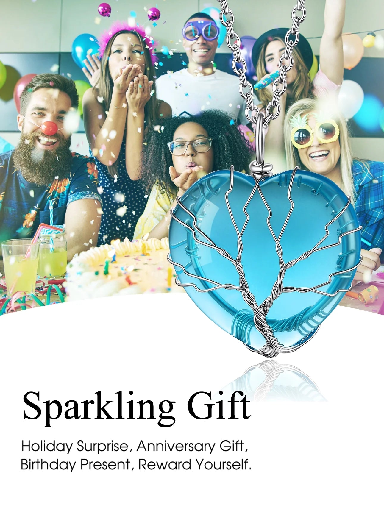 Elegant Tree of Life Heart Crystal Necklace - Moonstone March Birthstone Pendant Jewelry Gift for Mothers and Wives