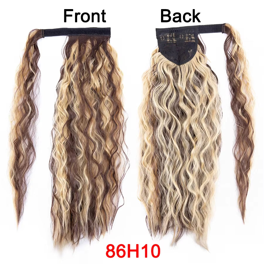 Get the Perfect Look with Our 22-Inch Ombre Blonde & Brown Wavy Ponytail Clip-In Extensions! 💁‍♀️✨ #HairGoals #PonytailPerfection