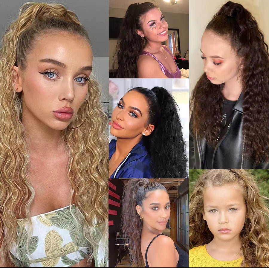 Get the Perfect Look with Our 22-Inch Ombre Blonde & Brown Wavy Ponytail Clip-In Extensions! 💁‍♀️✨ #HairGoals #PonytailPerfection