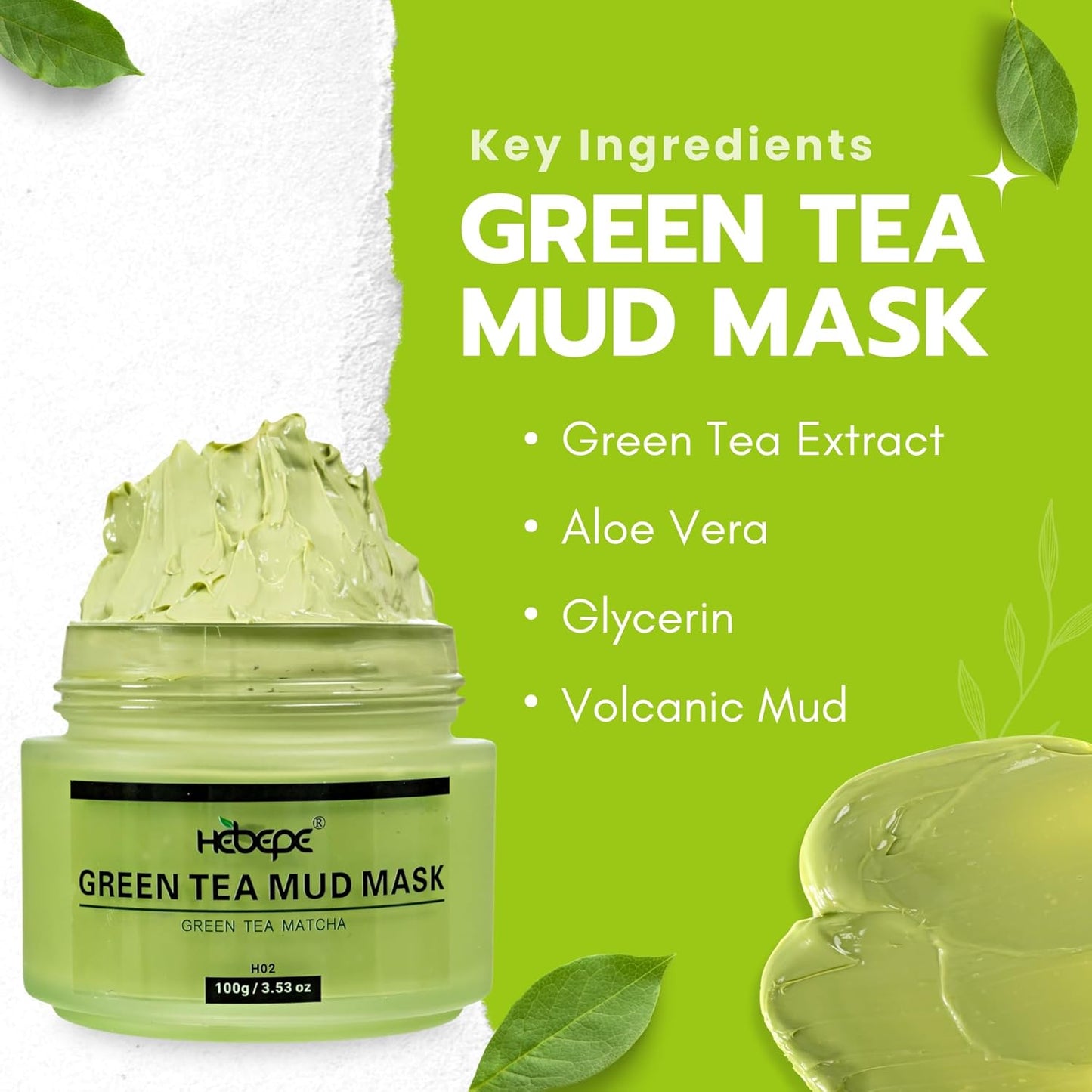 Revitalize Your Skin with Green Tea Matcha Mud Mask - Deep Cleansing, Hydrating, and Relaxing Volcanic Clay Facial Treatment with Aloe Vera
