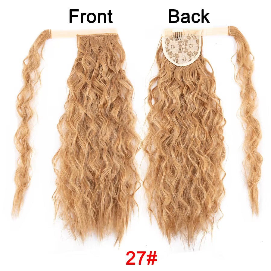 Get the Perfect Look with Our 22-Inch Ombre Blonde & Brown Wavy Ponytail Clip-In Extensions! 💁‍♀️✨ #HairGoals #PonytailPerfection