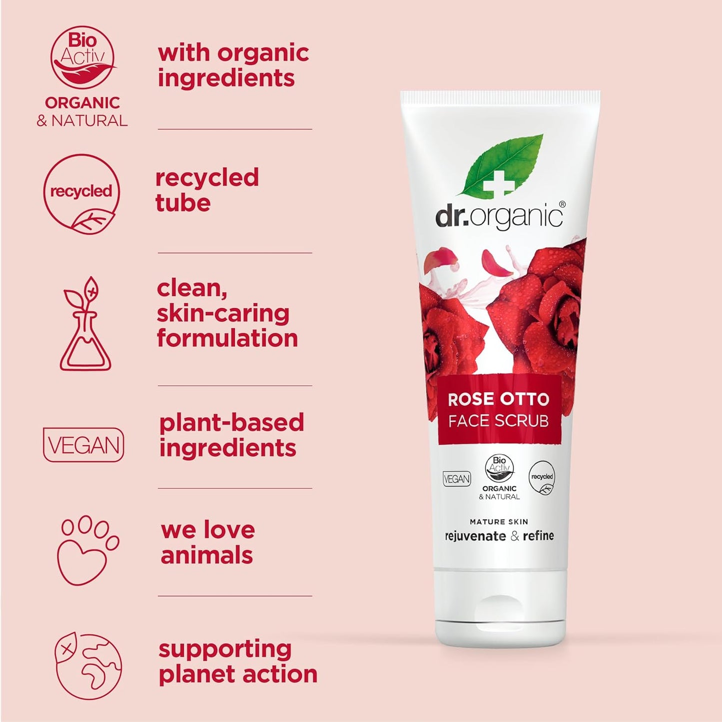 Revitalize Your Skin with  Rose Otto Face Scrub - Deep Exfoliation for Radiant, Glowy Skin | Vegan & Certified Organic | 125ml