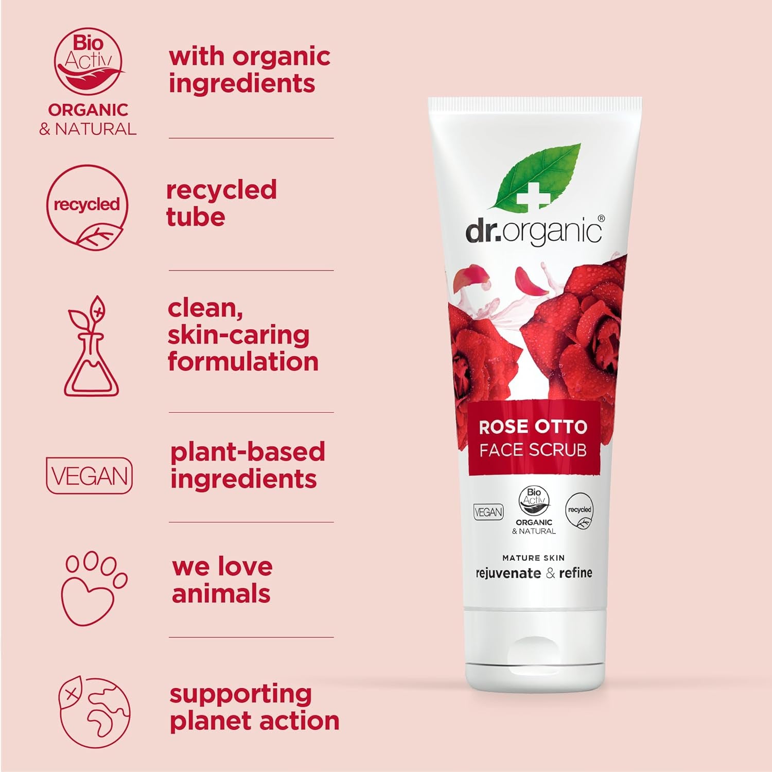 Revitalize Your Skin with  Rose Otto Face Scrub - Deep Exfoliation for Radiant, Glowy Skin | Vegan & Certified Organic | 125ml
