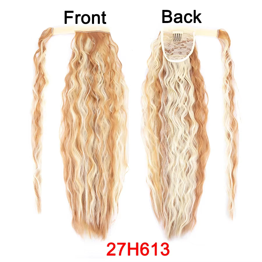 Get the Perfect Look with Our 22-Inch Ombre Blonde & Brown Wavy Ponytail Clip-In Extensions! 💁‍♀️✨ #HairGoals #PonytailPerfection
