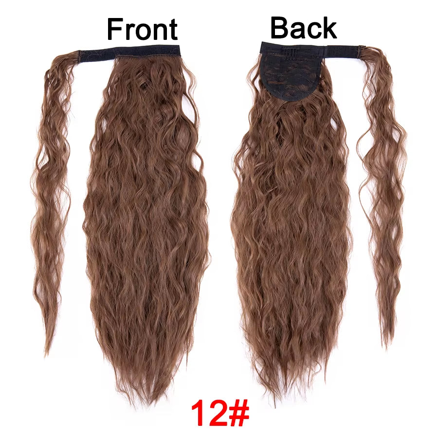 Get the Perfect Look with Our 22-Inch Ombre Blonde & Brown Wavy Ponytail Clip-In Extensions! 🌟✨ #HairGoals #PonytailPerfection